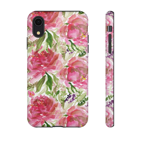 Pink Rose Floral Phone Case, Watercolor Flower Print Tough Designer Phone Case -Made in USA-Phone Case-Printify-iPhone XR-Matte-Heidi Kimura Art LLC