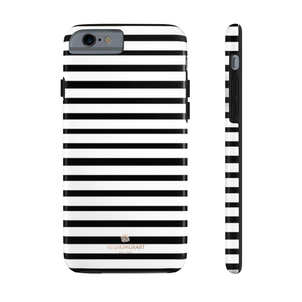 Black White Striped iPhone Case, Designer Case Mate Tough Samsung Galaxy Phone Cases-Phone Case-Printify-iPhone 6/6s Tough-Heidi Kimura Art LLC