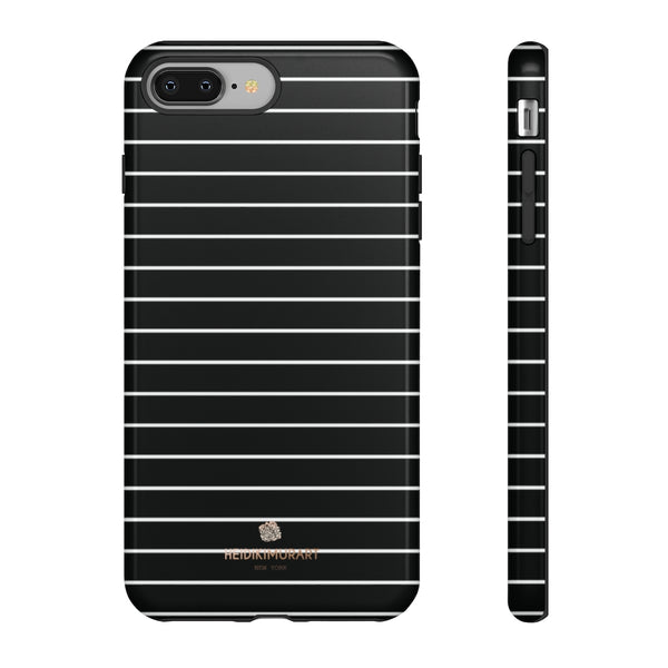 Black White Striped Tough Cases, Designer Phone Case-Made in USA-Phone Case-Printify-iPhone 8 Plus-Glossy-Heidi Kimura Art LLC
