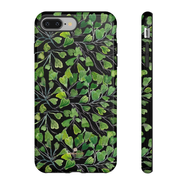 Green Maidenhair Fern Tough Cases, Black Leaf Print Phone Case-Made in USA-Phone Case-Printify-iPhone 8 Plus-Glossy-Heidi Kimura Art LLC