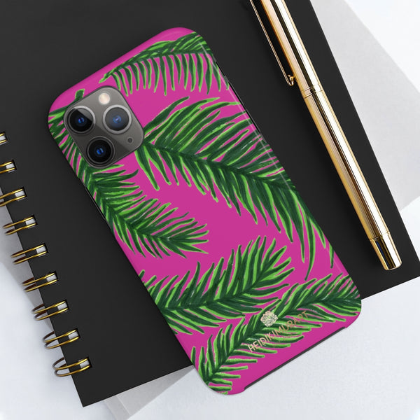 Hot Pink Tropical Print Phone Case, Palm Leaf Case Mate Tough Phone Cases-Made in USA - Heidikimurart Limited 