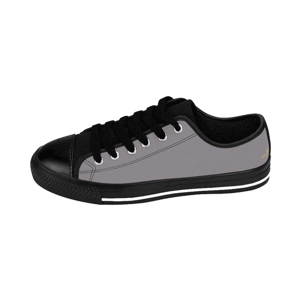 Gray Men's Low Top Sneakers, Solid Color Designer Men's Low Top Running Sneakers-Men's Low Top Sneakers-Heidi Kimura Art LLC