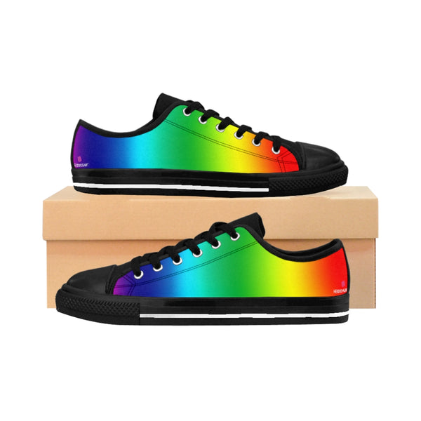 Colorful Rainbow Women's Sneakers, Gay Pride Colorful Ladies' Tennis Canvas Shoes Low Tops