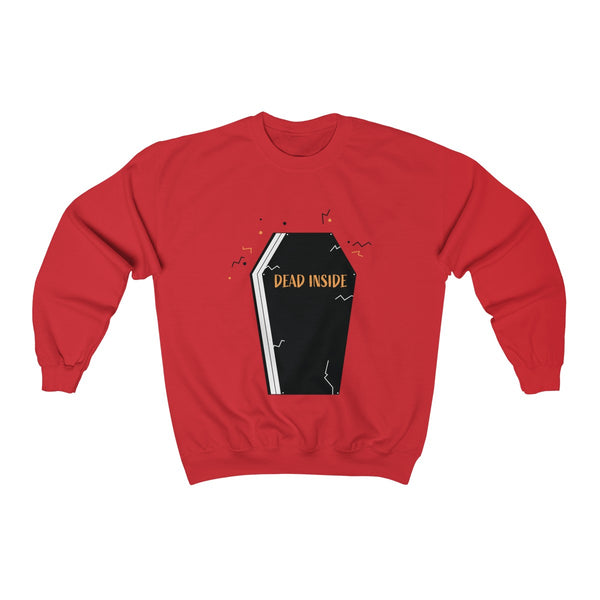Dead Inside Coffin Halloween Party Unisex Premium Crewneck Sweatshirt-Made in USA-Long-sleeve-Red-L-Heidi Kimura Art LLC