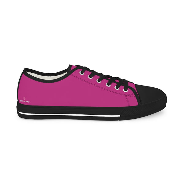 Hot Pink Solid Men's Sneakers, Solid Hot Pink Color Modern Minimalist Best Breathable Designer Men's Low Top Canvas Fashion Sneakers With Durable Rubber Outsoles and Shock-Absorbing Layer and Memory Foam Insoles (US Size: 5-14)
