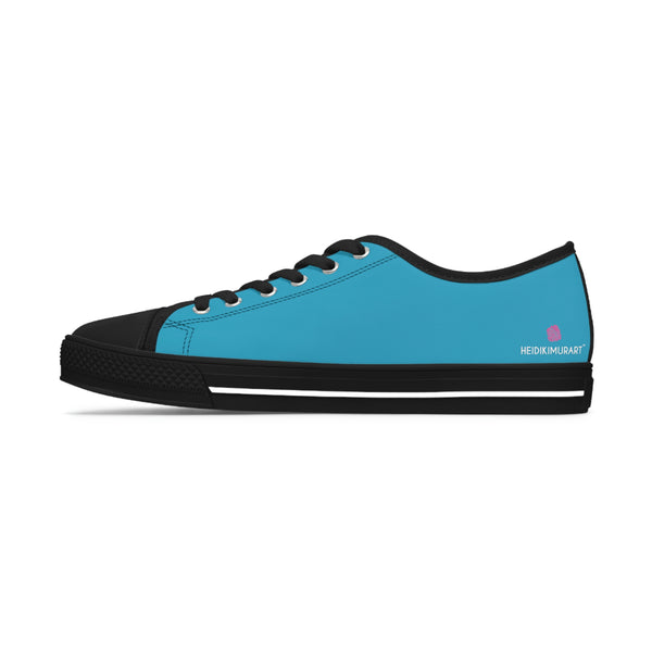 Turquoise Blue Color Ladies' Sneakers, Best Solid Color Designer Women's Low Top Sneakers