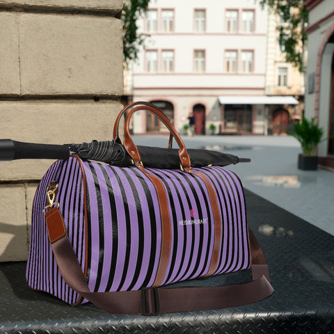 Purple Stripes Waterproof Travel Bag