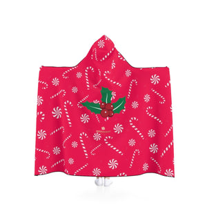 Comfy Lightweight Christmas Red Sugar Cane Designer Holiday Party Hooded Blanket-Hooded Blanket-80x56-Heidi Kimura Art LLC