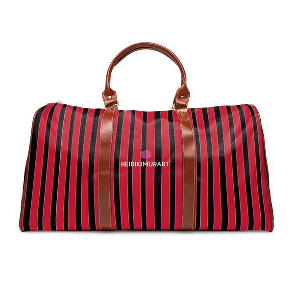 Red Stripes Waterproof Travel Bag