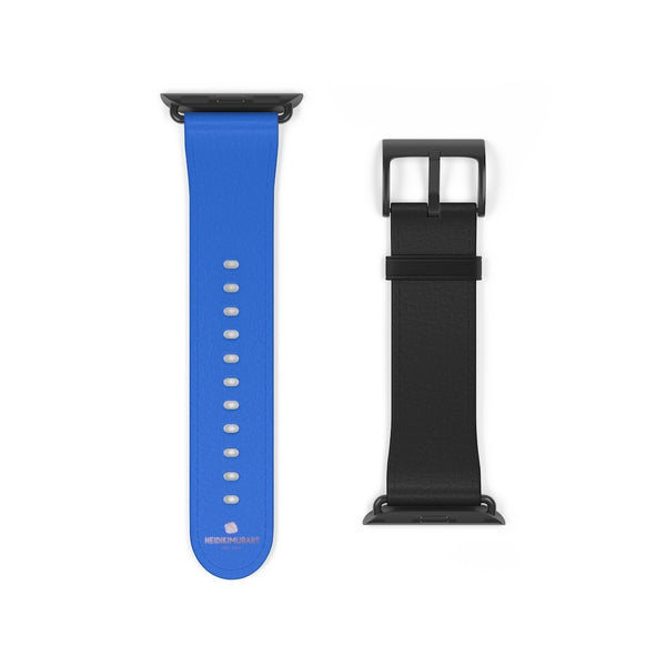 Blue Black Duo Solid Color Print 38mm/42mm Watch Band For Apple Watch- Made in USA-Watch Band-38 mm-Black Matte-Heidi Kimura Art LLC