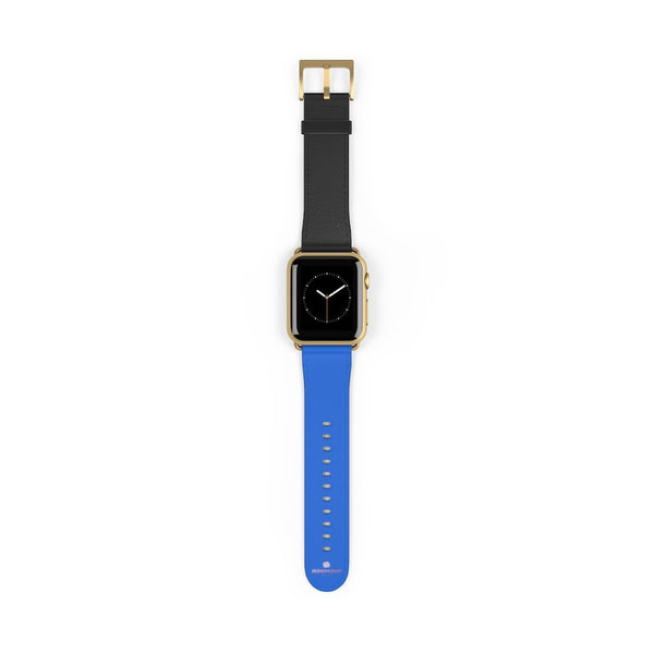 Blue Black Duo Solid Color Print 38mm/42mm Watch Band For Apple Watch- Made in USA-Watch Band-Heidi Kimura Art LLC Blue Black Apple Watch Band, Blue Black Duo Solid Color Print 38 mm or 42 mm Premium Best Printed Designer Top Quality Faux Leather Comfortable Elegant Minimalist Smart Watch Band Strap, Suitable for Apple Watch Series 1, 2, 3, 4 and 5 Smart Electronic Devices - Made in USA