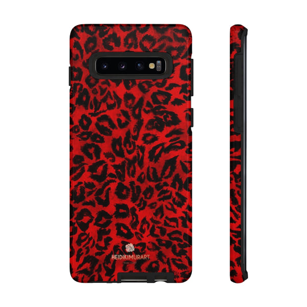 Red Leopard Print Phone Case, Animal Print Tough Designer Phone Case -Made in USA-Phone Case-Printify-Samsung Galaxy S10-Glossy-Heidi Kimura Art LLC