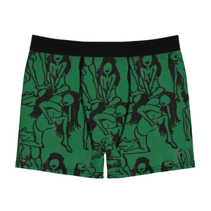 Green Best Men's Underwear, Nude Art Print Best Underwear For Men Sexy Hot Men's Boxer Briefs Hipster Lightweight 2-sided Soft Fleece Lined Fit Underwear - (US Size: XS-3XL)