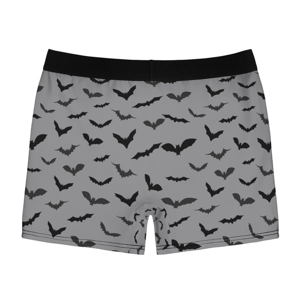 Gray Black Sexy Flying Bats Halloween Designer Gay Men's Fetish Boxer Briefs (US Size: XS-3XL)-Men's Underwear-Heidi Kimura Art LLC