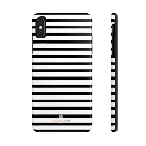 Black White Striped iPhone Case, Designer Case Mate Tough Samsung Galaxy Phone Cases-Phone Case-Printify-iPhone XS MAX-Heidi Kimura Art LLC