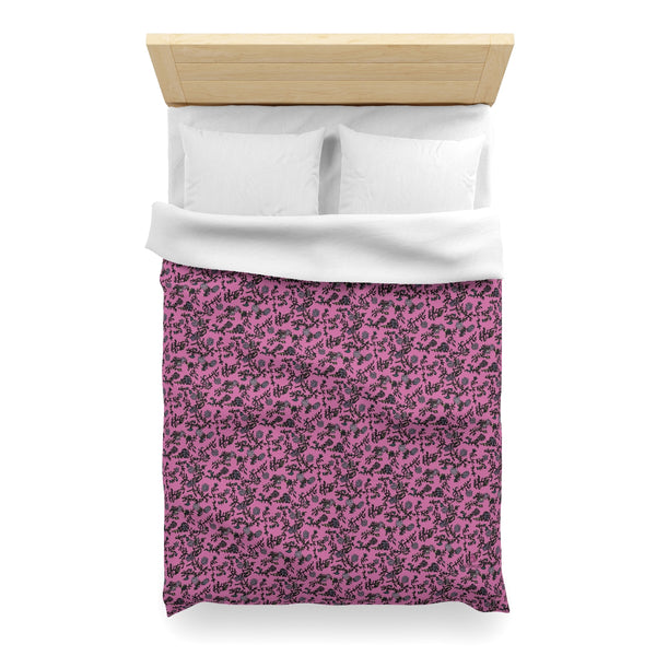 Pink Floral Microfiber Duvet Cover