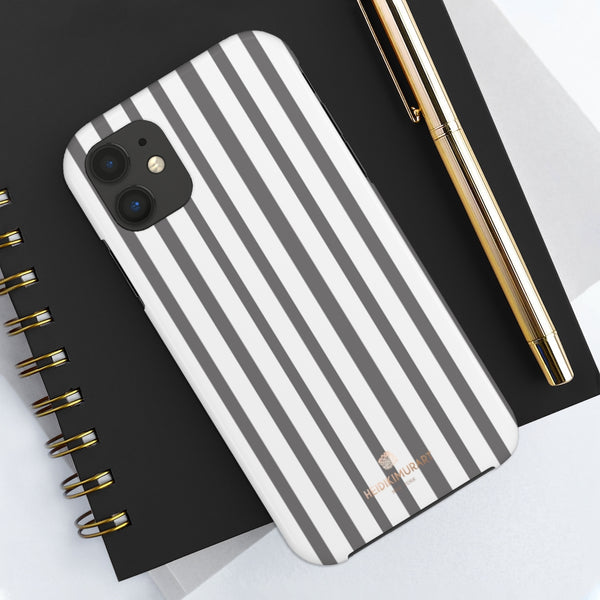 Grey Striped iPhone Case, Designer Case Mate Tough Samsung Galaxy Phone Cases-Phone Case-Printify-Heidi Kimura Art LLC