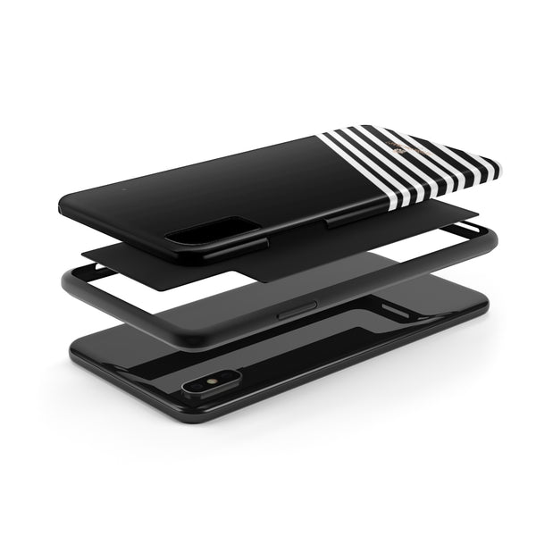 Black White Striped iPhone Case, Modern Case Mate Tough Samsung Galaxy Phone Cases-Phone Case-Printify-Heidi Kimura Art LLC