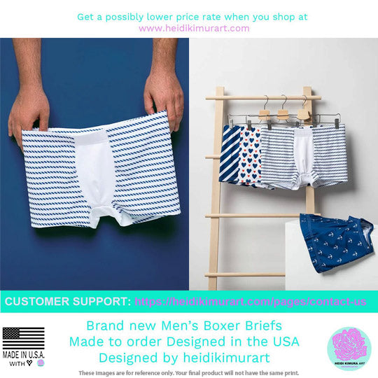Pink Plaid Print Men's Boxer Briefs, Designer Premium Elastic Underwear For Men - Made in USA/EU/MX