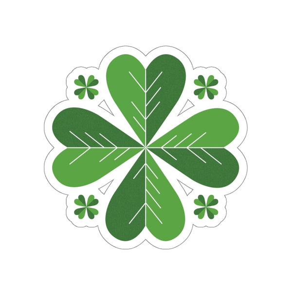 Lucky Irish Style Green Clover Leaf Print St. Patrick's Day Kiss-Cut Stickers-Made in USA-Kiss-Cut Stickers-2x2"-White-Heidi Kimura Art LLC