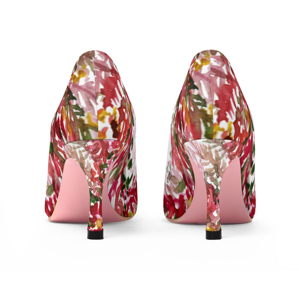 Red Leaves Floral Autumn/ Fall Print Women's Designer 3" High Heels Shoes (US Size 5-11)-3 inch Heels-Heidi Kimura Art LLC