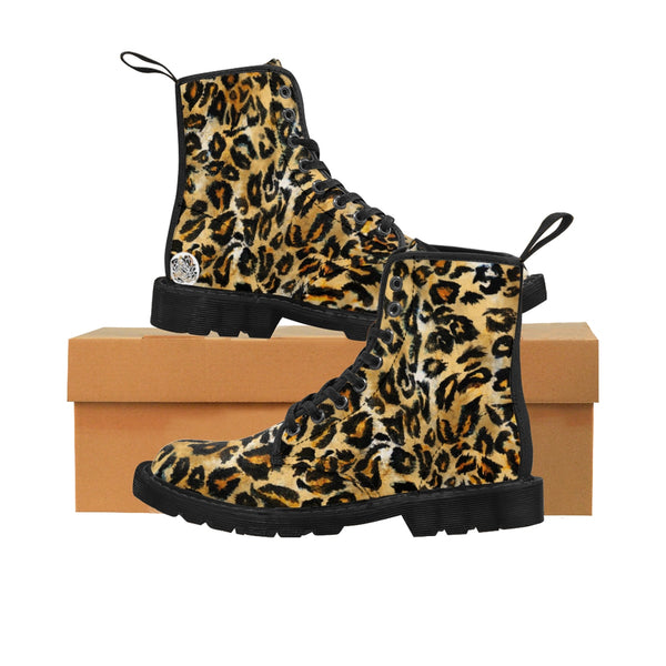 Cool Leopard Skin Pattern Animal Print Women's Winter Lace-up Toe Cap Boots Shoes-Women's Boots-Heidi Kimura Art LLC