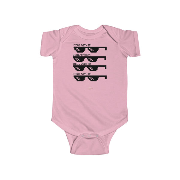 Deal With It Funny Infant Fine Jersey Regular Fit Unisex Cute Cotton Bodysuit - Made in UK-Infant Short Sleeve Bodysuit-Pink-NB-Heidi Kimura Art LLC