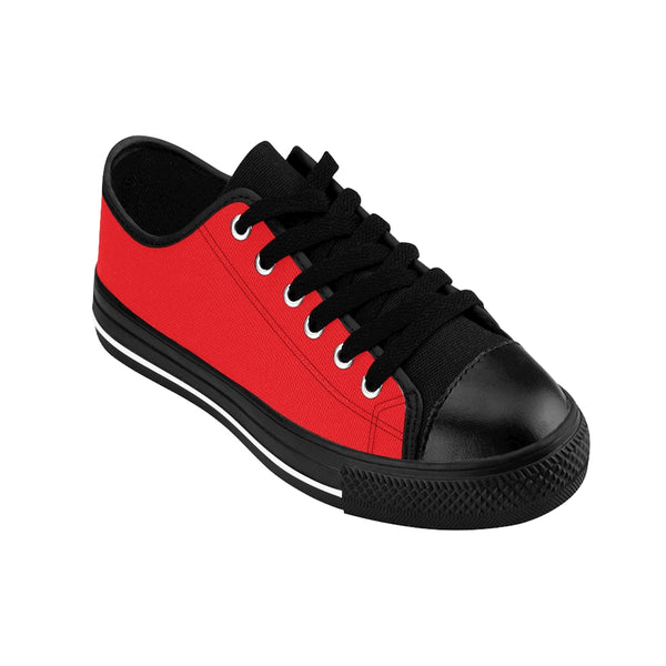 Bright Red Color Women's Sneakers, Lightweight Red Solid Color Designer Low Top Women's Canvas Bright Best Quality Premium Fashion Casual Sneakers Tennis Running Athletic Shoes (US Size: 6-12)