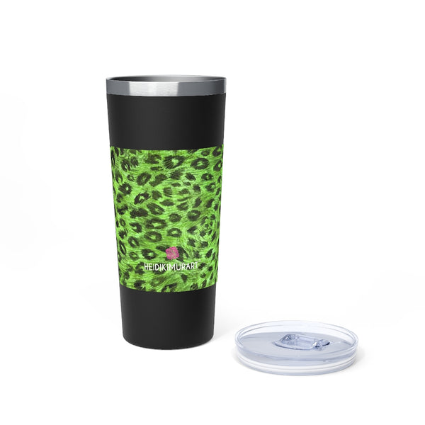 Green Leopard Print Tumbler, Copper Vacuum Insulated Tumbler, 22oz