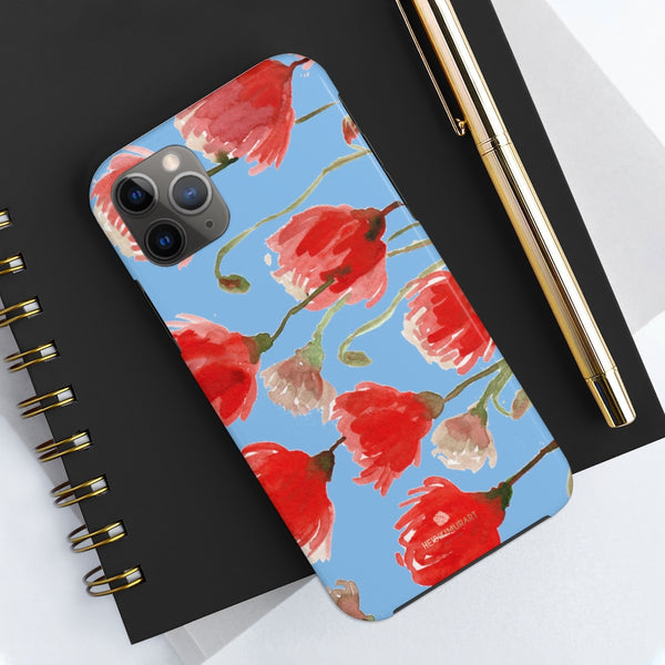 Blue Red Tulip Phone Case, Floral Print Flower Case Mate Tough Phone Cases-Made in USA - Heidikimurart Limited 