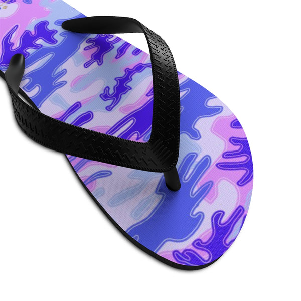 Pink Purple Camouflage Camo Military Print Unisex Flip-Flops Sandals- Made in USA-Flip-Flops-Heidi Kimura Art LLC