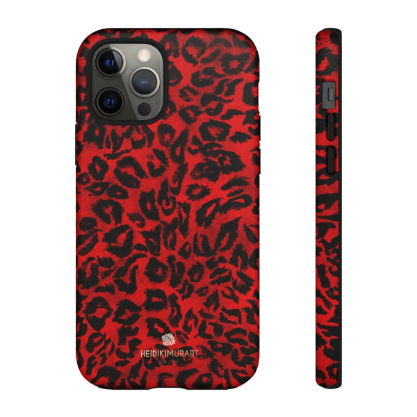 Red Leopard Print Phone Case, Animal Print Tough Designer Phone Case -Made in USA-Phone Case-Printify-iPhone 12 Pro-Matte-Heidi Kimura Art LLC