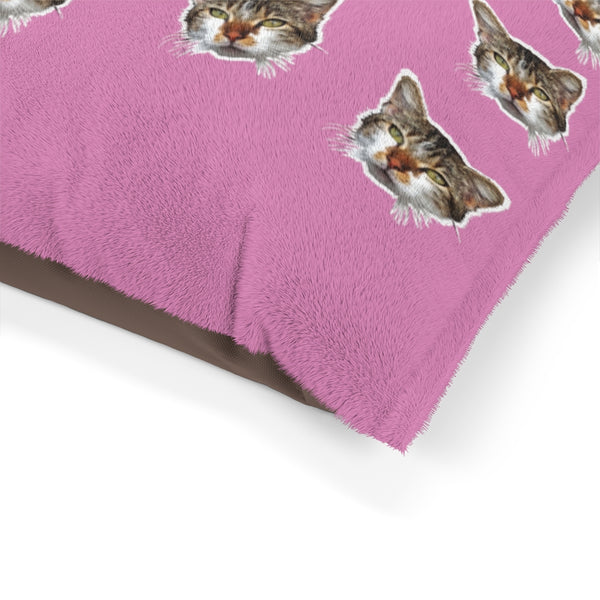 Light Pink Cat Pet Bed, Solid Color Machine-Washable Pet Pillow With Zippers-Printed in USA-Pets-Printify-Heidi Kimura Art LLC