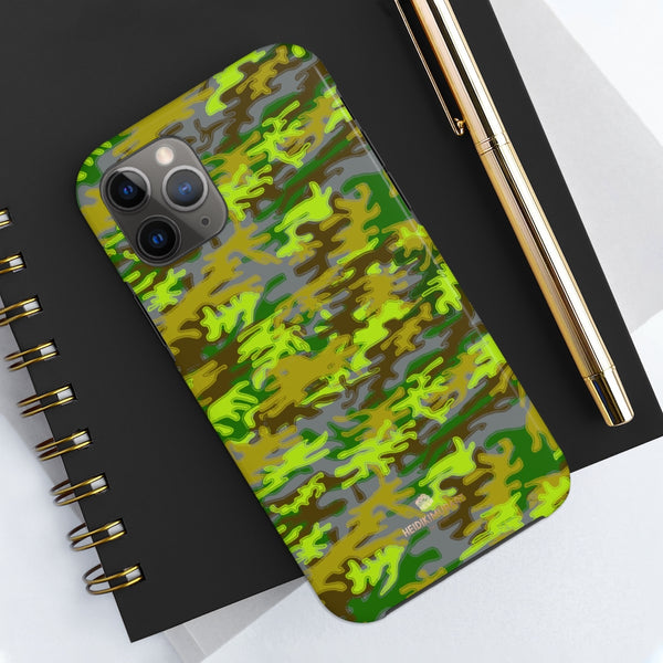 Grey Green Camo iPhone Case, Case Mate Tough Samsung Galaxy Phone Cases-Phone Case-Printify-Heidi Kimura Art LLC Grey Green Camo iPhone Case, Camouflage Army Military Print Sexy Modern Designer Case Mate Tough Phone Case For iPhones and Samsung Galaxy Devices-Printed in USA