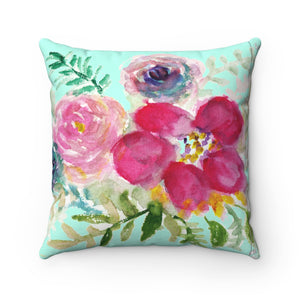 Red Rose Girlie Floral Wreath Spun Polyester Square 2-pc Pillow Cover Set-Pillow-14x14-Heidi Kimura Art LLC
