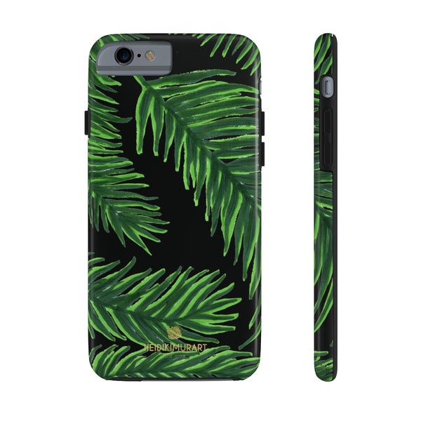 Black Palm Leaf Print Phone Case, Tropical Print Case Mate Tough Phone Cases-Made in USA - Heidikimurart Limited 