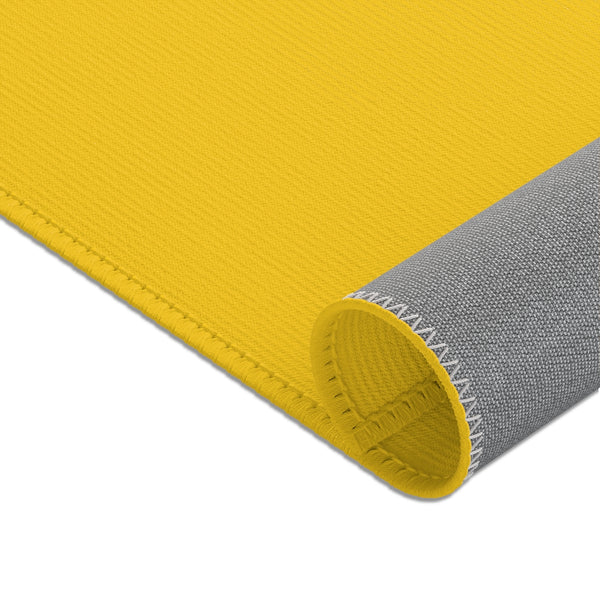 Yellow Designer Area Rugs, Best Simple Solid Color Print Designer 24x36, 36x60, 48x72 inches Machine Washable Strong Durable Anti-Slip Polyester Non-Woven Area Rugs-Printed in the USA
