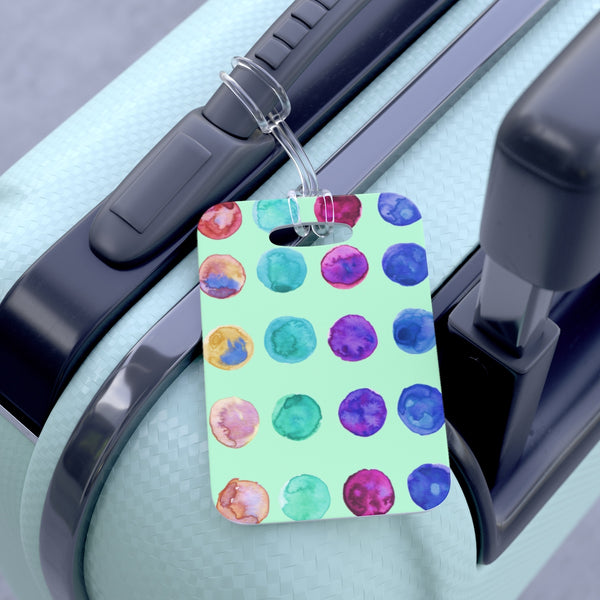 Cute Watercolor Polka Dots Designer Travel Luggage Suitcase Bag Tag-Made in USA-Bag Tags-One Size-Heidi Kimura Art LLC
