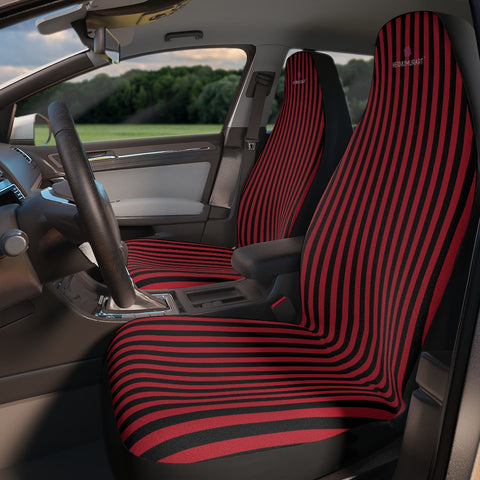 Red Striped Car Seat Covers, Red and Black Vertically Striped 2-Pcs Set (48.03" × 18.50") Polyester Car Seat Covers, Best Car Accessories Essential Premium Quality Best Soft Luxury Car Seat - 2 Pack For Your Car Seat Protection, Car Seat Protectors, Designer Car Seat Accessories, Pair of 2 Front Seat Covers, Custom Seat Covers, Luxury Car Seat Covers, Best Car Seat Covers