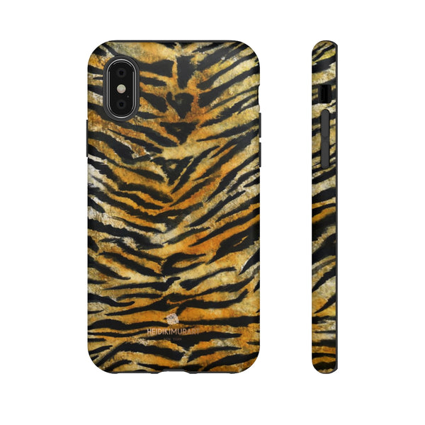 Tiger Stripe Print Phone Case, Animal Print Tough Designer Phone Case -Made in USA-Phone Case-Printify-iPhone XS-Matte-Heidi Kimura Art LLC