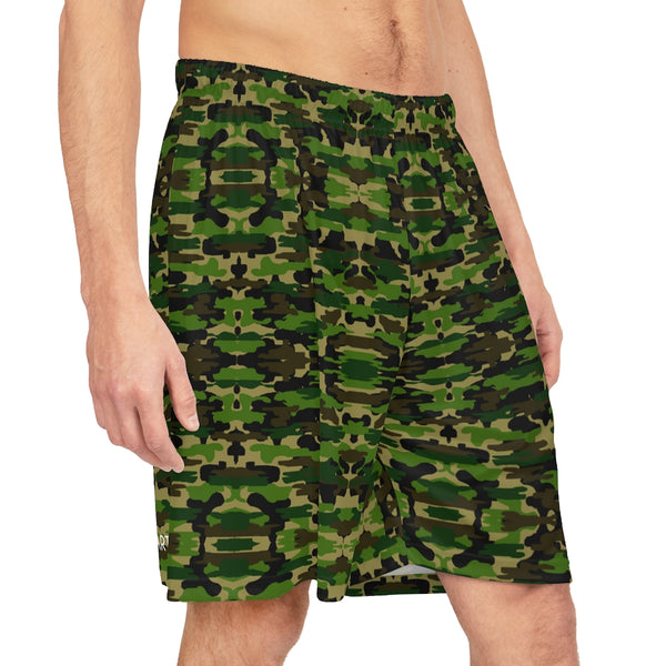 Green Camo Men's Basketball Shorts - Made in USA