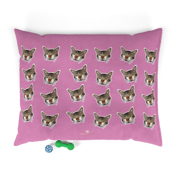 Light Pink Cat Pet Bed, Solid Color Machine-Washable Pet Pillow With Zippers-Printed in USA-Pets-Printify-50x40-Heidi Kimura Art LLC