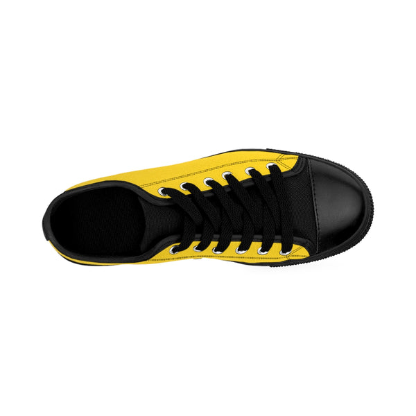 Bumble Bee Yellow Solid Color Premium Designer Low Top Women's Sneakers-Women's Low Top Sneakers-Heidi Kimura Art LLC