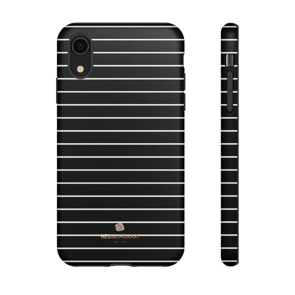 Black White Striped Tough Cases, Designer Phone Case-Made in USA-Phone Case-Printify-iPhone XR-Matte-Heidi Kimura Art LLC