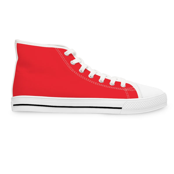 Red Ladies' High Tops, Solid Color Best Women's High Top Canvas Tennis Shoes Fashion Sneakers