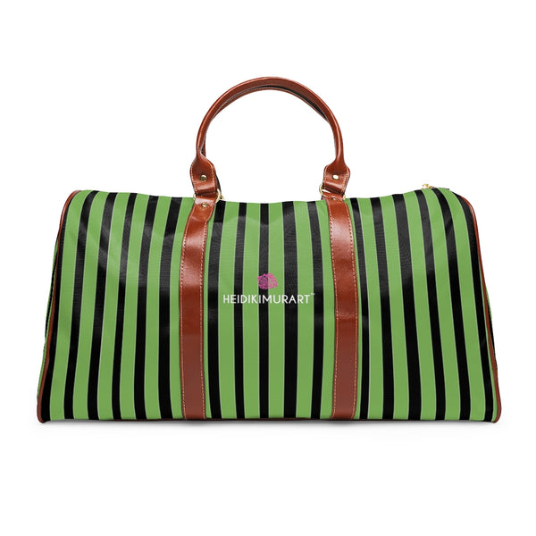 Green Striped Waterproof Travel Bag