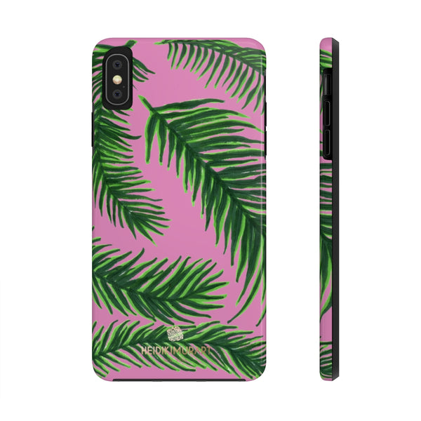 Light Pink Tropical Print Phone Case, Palm Leaf Case Mate Tough Phone Cases-Made in USA - Heidikimurart Limited 