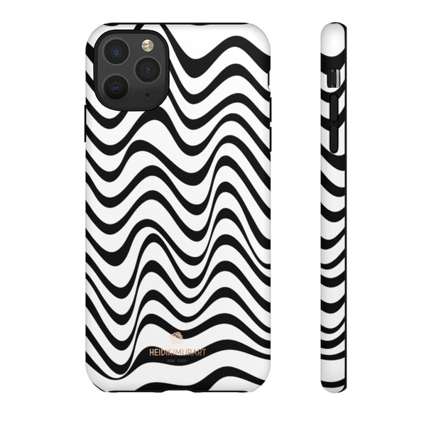 Wavy Black White Tough Cases, Designer Phone Case-Made in USA-Phone Case-Printify-iPhone 11 Pro Max-Matte-Heidi Kimura Art LLC