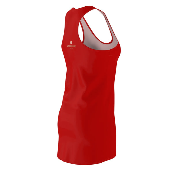 Red Solid Color Classic Women's Long Sleeveless Best Designer Racerback Dress - Made in USA-Women's Sleeveless Dress-Heidi Kimura Art LLC