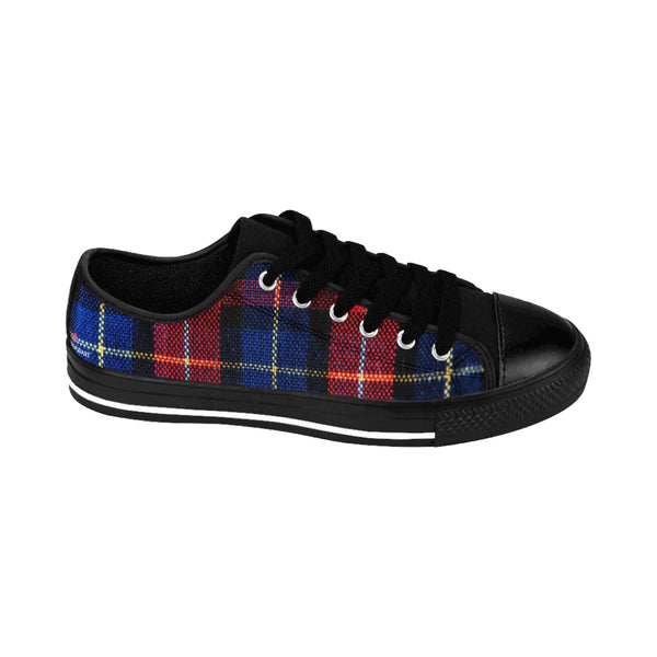 Red Plaid Print Women's Sneakers